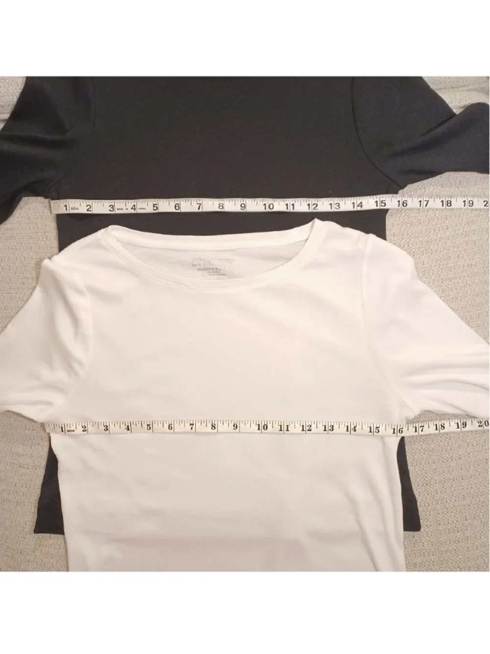 2 Chico's Pima Cotton Elbow Sleeve Tees Solid White Solid Black - Picture 7 of 9